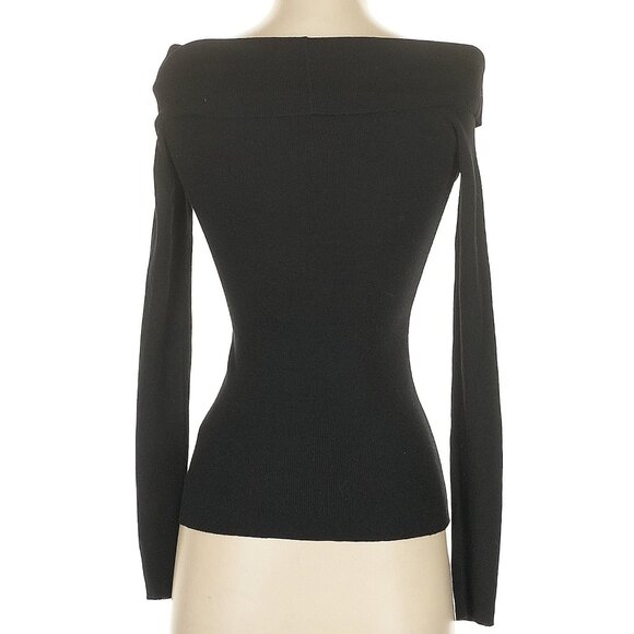 NWT Studio By The Workshop Black Off Shoulder Soft Wool Blend Sweater NEW S Rib - Picture 5 of 16
